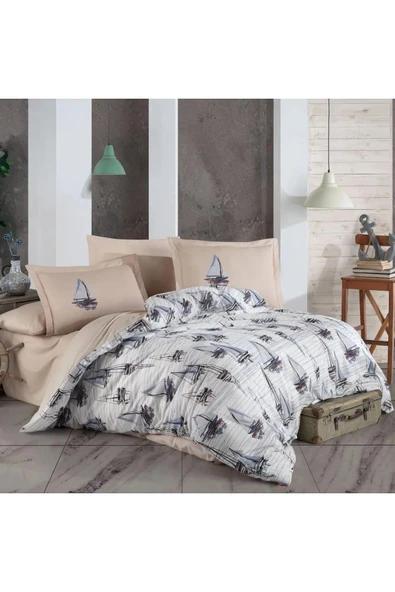 HOBBY RANFORCE TEK KİŞİLİK NEVRESİM TAKIMI MİLENA MAVİ - Resim 2