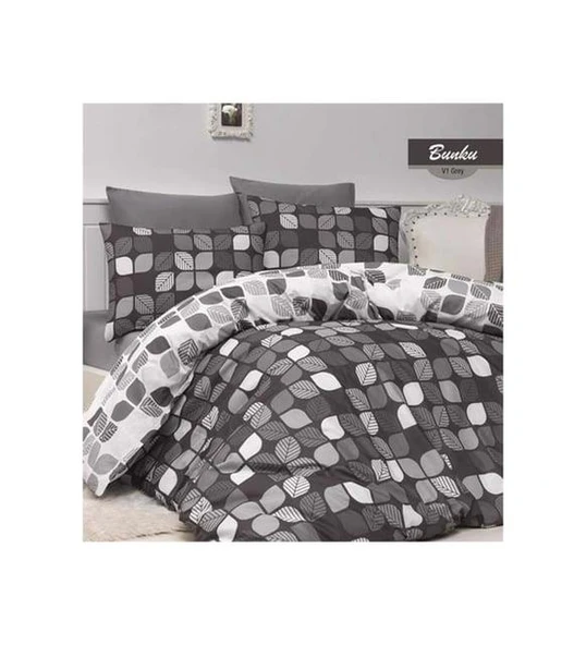 MAJOLİ ÇİFT KİŞİLİK RANFORCE NEVRESİM TAKIMI BUNKU GRİ - Resim 4