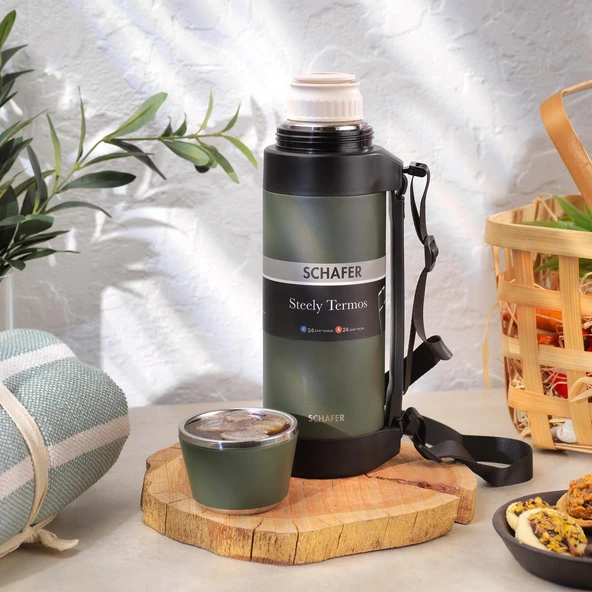 Schafer Çelik Termos 1500 ML Yeşil Renk - 3