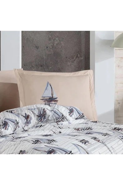 HOBBY RANFORCE TEK KİŞİLİK NEVRESİM TAKIMI MİLENA MAVİ - Resim 5