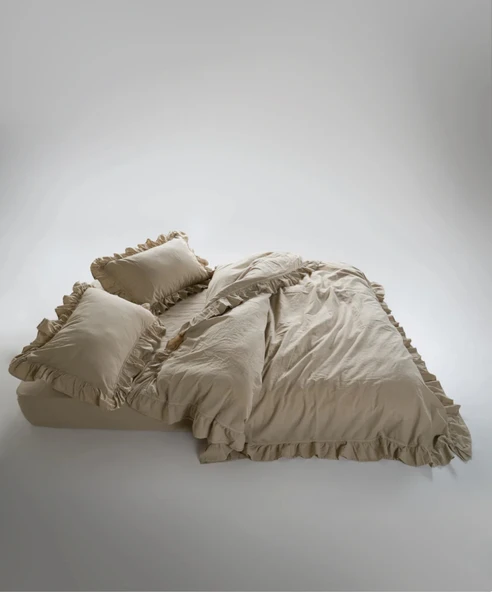 STONEWASHED NEVRESİM TAKIMI ÇİFT KİŞİLİK OXFORTAN 2 - Resim 5