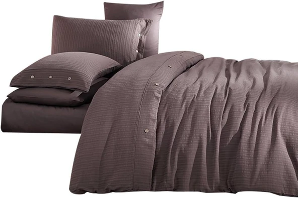 CLASY SATEN BUTİK ÇİFT KİŞİLİK NEVRESİM TAKIMI ARSİDA K.KAHVE - Resim 2