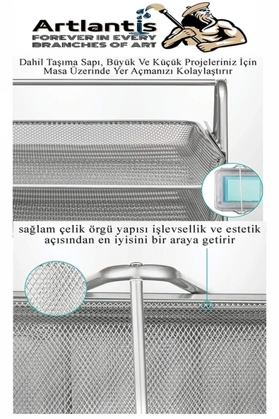 5 li Metal Evrak Rafı Siyah 1 Paket Masaüstü A4 Dosya Düzenleyici Kağıt Tepsisi Metal Çelik Fileli Beş Katlı Hareketli - 4