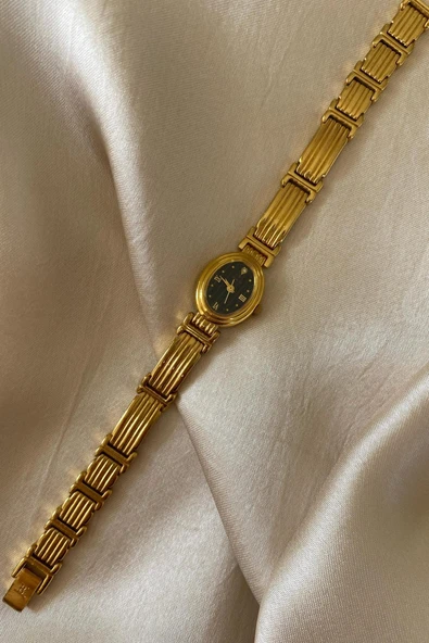 Bolero Altın Sarı Kaplama Paslanmaz Çelik Özel Tasarım Kordon Küçük Vintage Kadın Kol Saati