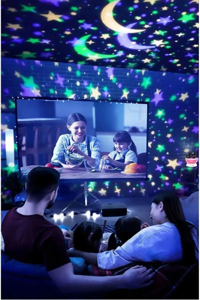 Tavana Işık Yansıtmalı Gece Lambası Dönen Yıldız Ay Projeksiyon Oda Lambası Işık Küresi-Star Master - 3