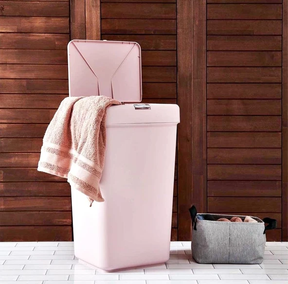 Geseus Motek Tekli 40 Lt Kirli Çamaşır Sepeti+Çamaşır Selesi Ikili Set, Çeyiz Seti Pudra - 2