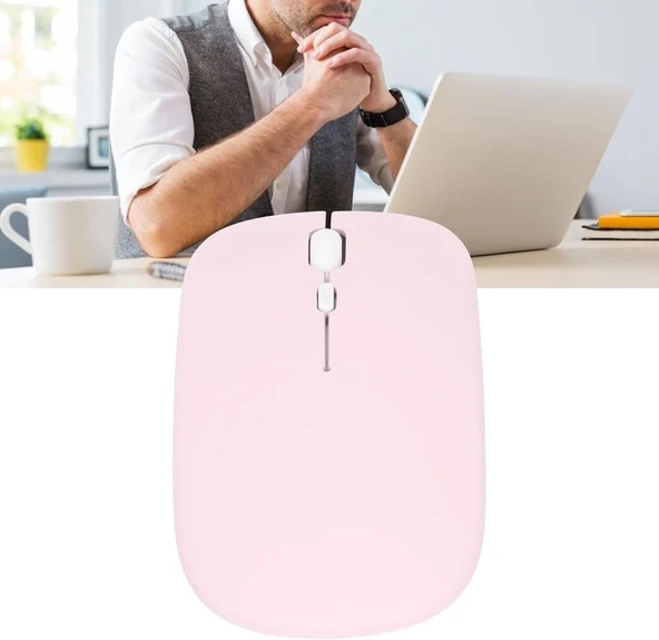 Xiaomi Redmi Pad Pro 12" Uyumlu Kablosuz Bluetooth Pilli Optik Mouse - Pembe - 3