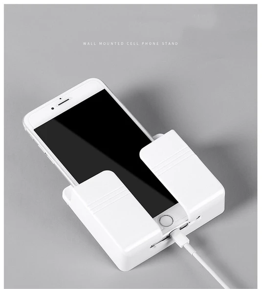 2 Li Plastik Cep Telefonu Duvar Şarj Standı - Kumanda Organizer - 4