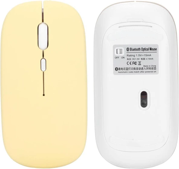 Xiaomi Redmi Pad Pro 12" Uyumlu Kablosuz Bluetooth Pilli Optik Mouse - Sarı - 6