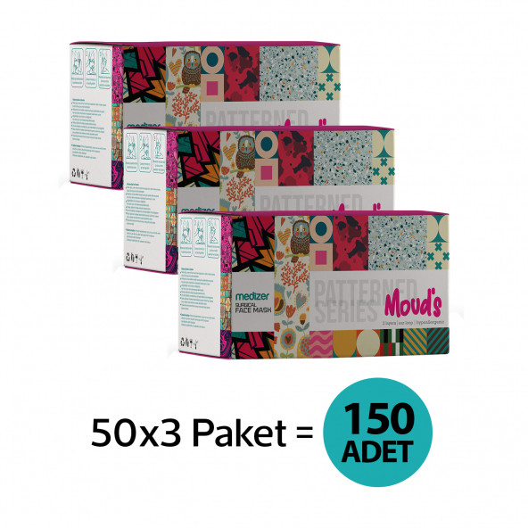 Medizer Siyah Erkek Desen Cerrahi Maske Meltblown Kumaş - 150 Adet - 8