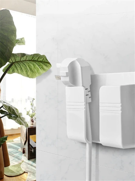 2 Li Plastik Cep Telefonu Duvar Şarj Standı - Kumanda Organizer - 5