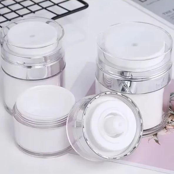 50 ML Doldurulabilir Pompalı Vakumlu Krem Fondoten Sıvı Kozmetik Şişesi Akrilik - 3