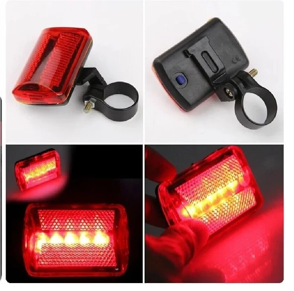 7 Modlu 5 Ledli Bisiklet Arka Stop İkaz Lambası Işığı - 3