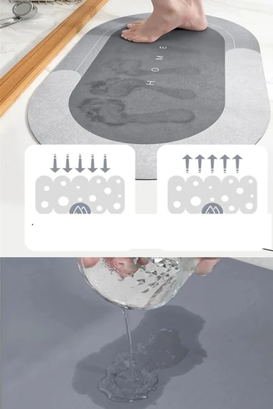 Sihirli Su Emici Kaydırmaz Banyo Paspası Banyo Ayak Matı ürün görseli 1