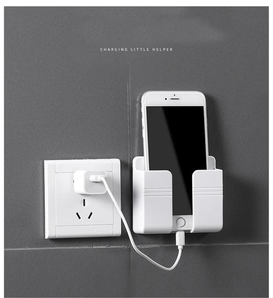 2 Li Plastik Cep Telefonu Duvar Şarj Standı - Kumanda Organizer - 3