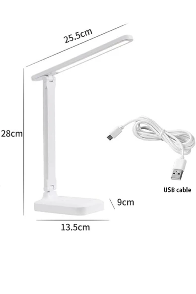 Şarjlı Usb Katlanır Masa Lambası - Telefon Tutuculu 3 Modlu Dokunmatik Led Gece Kitap Lambası - 5