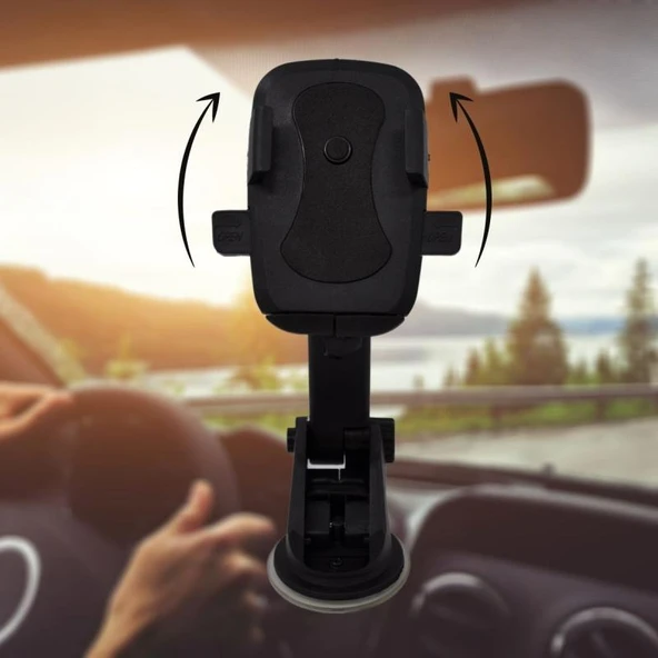 360 Derece Hareketli Araç Telefon Tutucu - Torpidoya Yapışan Teleskobik Ayarlı Telefon Tutucu - 4