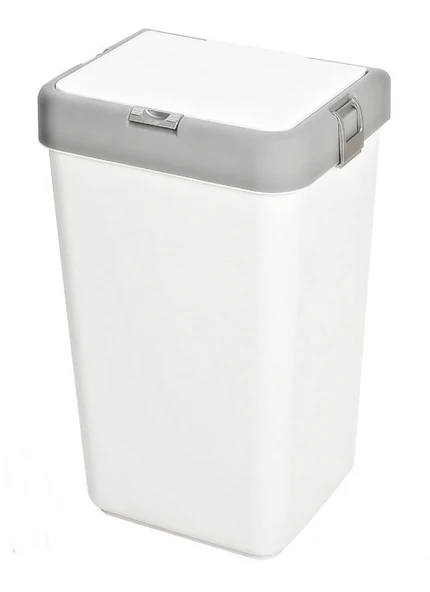 Geseus Motek Tekli 40 Lt Kirli Çamaşır Sepeti+Çamaşır Selesi Ikili Set, Çeyiz Seti Gri+Beyaz - 2