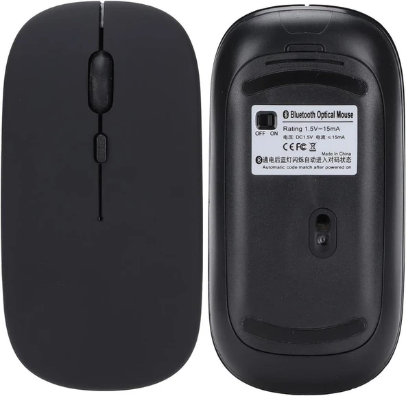 Xiaomi Redmi Pad Pro 12" Uyumlu Kablosuz Bluetooth Pilli Optik Mouse - Siyah - 6