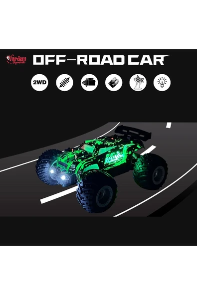 Uzaktan Kumandalı Full Fonksiyon 2.4G 1:18 Şarjlı High Off Road Araba Led Işıklı - 6