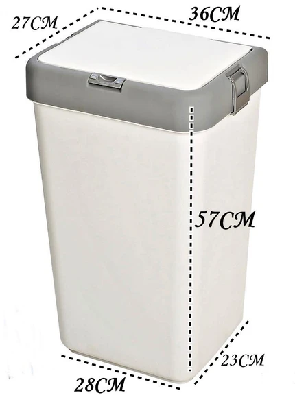 Geseus Motek Tekli 40 Lt Kirli Çamaşır Sepeti+Çamaşır Selesi Ikili Set, Çeyiz Seti Gri+Beyaz - 3