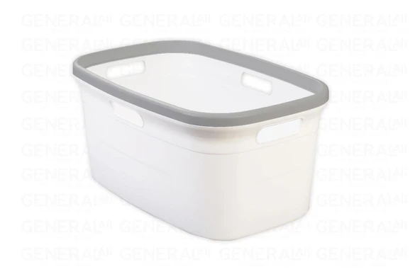 Geseus Motek Tekli 40 Lt Kirli Çamaşır Sepeti+Çamaşır Selesi Ikili Set, Çeyiz Seti Gri+Beyaz - 4