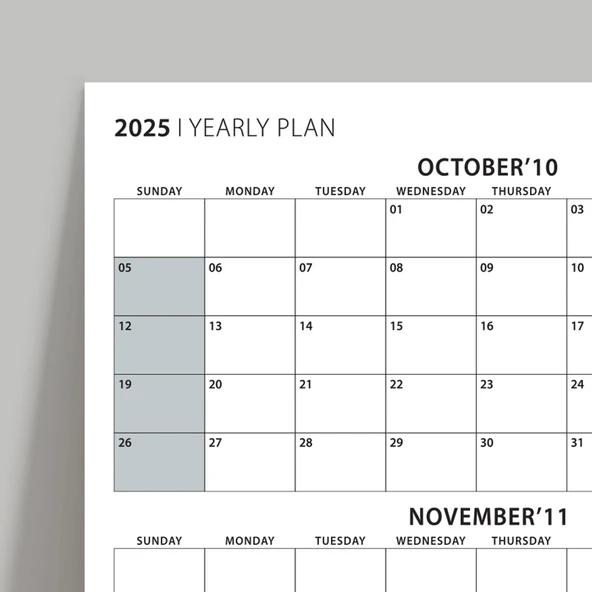 Amerikan Standardı Takvim, Üç Aylık Planlayıcı 2025 Duvar Takvimi, Ekim - Aralık 2025, 90 Günlük Planlama, Yılın Dördünc - 4