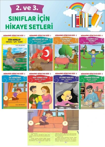 2.ve 3.Sınıflar İçin Okumayı Sevdiren Değerler Eğitimi 8 li Hikaye Seti (48 Sayfa) ürün görseli 1