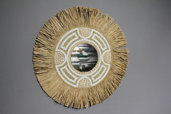 Hasırlı Duvar Aynası 3Natural-5