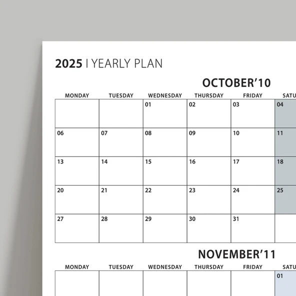 Üç Aylık Planlayıcı 2025 Duvar Takvimi, Ekim - Aralık 2025, 90 Günlük Planlama, Yılın Dördüncü Çeyreği Takvimi - 50x70cm - 4