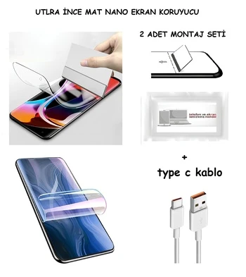 Samsung Galaxy S25 ULTRA  Nano Ekran Koruyucu Ultra İNCE Esnek MAT Şeffaf + Type C Kablo