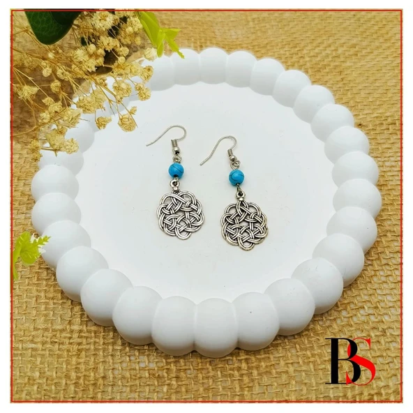 Aşk Süğümü & Turkuaz Doğal Taş Kadın Küpe - 3