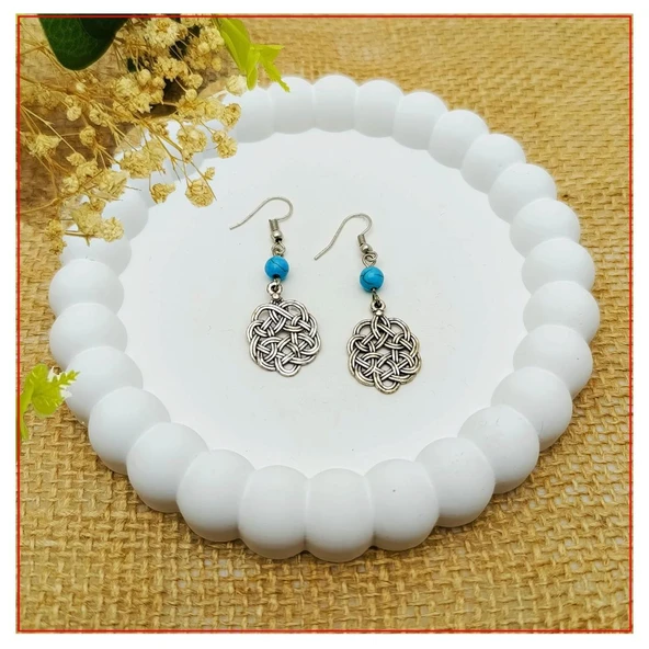 Aşk Süğümü & Turkuaz Doğal Taş Kadın Küpe