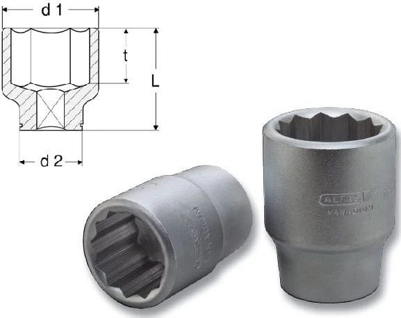 Altaş 15/16mm 3/4'' Lokma 12 Köşe