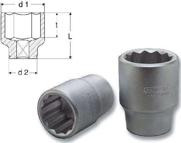 Altaş 23  mm 1/2 '' Lokma  12 Köşe
