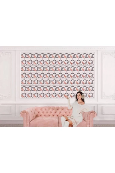 Pembe Çiçek Desenli Duvar Kağıdı-5593