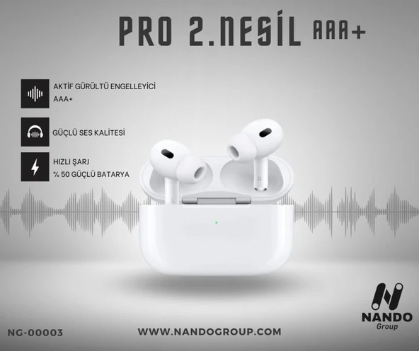 Air Pro 2 PREMIUM ANC AAA+ Güçlendirilmiş Bluetooth 5.2 Kulaklık Ios Android Uyumlu