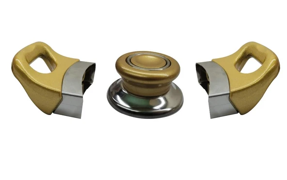 Tencere Tava Sahan Kulp ve Kapak Kulpu Altın Sarı Gold 4 Set - 2