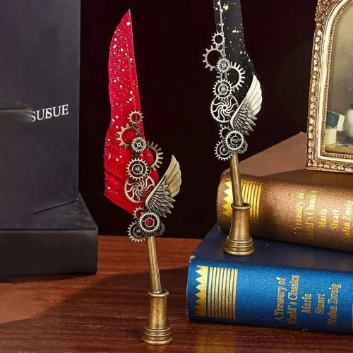 Tüylü Mürekkepli Divit Kalem Seti - 3