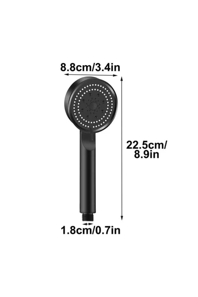 Turbo Fan 5 Fonksiyonlu Su Tasarruflu Dus Basligi Turbo El Dusu Siyah - 3