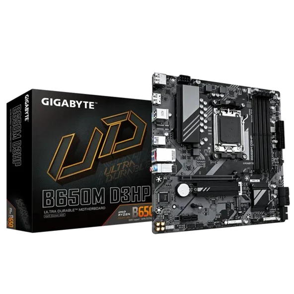 GIGABYTE B650M-D3HP B650 Chipset AM5 Socket 4xDDR5 256GB 2xDP+1xHDMI mATX Anakart