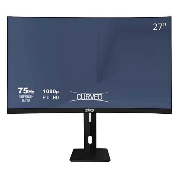 Technopc TPL27CS 27" FHD VA 8ms 250Nit HDMI+DP+VGA Adjutable Ayak Curved Monitör TPMNT10F080656