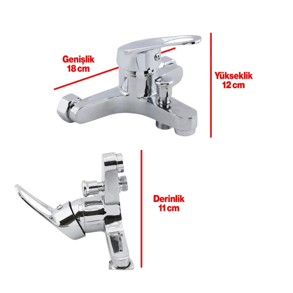 Vista Banyo Bataryası Duvar Tipli Lavabo Mutfak Duş Musluğu Batarya Sıcak Soğuk Çift Su Girişli - 2
