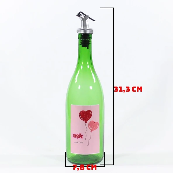 Sevgililer Günü Konseptli Sosluk Yeşil 750 ml (Akıtıcılı) Kalp Balonlar - 3