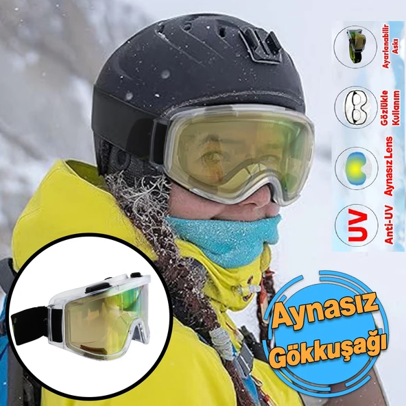 Aynasız Gökkuşağı Kayak Gözlüğü Ventilli Güneş Kar Gözlük Snowboard Glasses Ekonomik Seri Gözlük