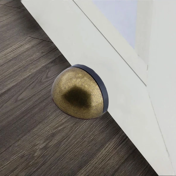 Yarımay 5 Adet Eskitme Antik Sarı Kapı Stoperi Tamponu Metal Kapı Altı Kolu Stopu Durdurucu Tutucu - 2