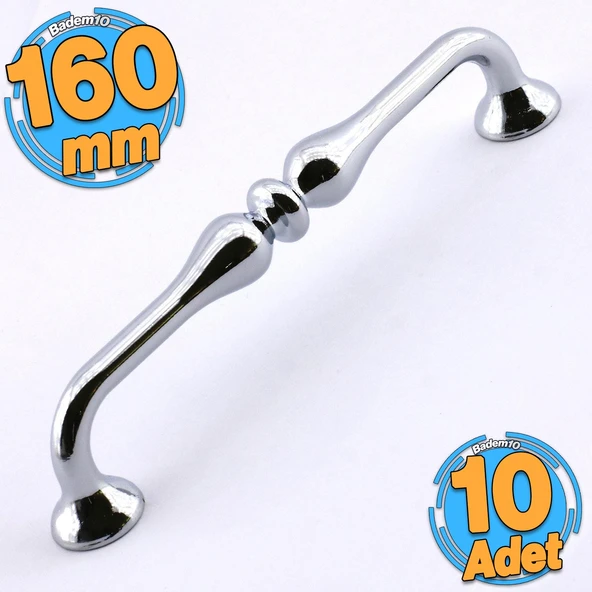 10 Adet Yayık Kulp Mobilya Mutfak Dolabı Çekmece Dolap Kulp Kapak Kulpu Kulbu Krom Renk 160 mm Metal