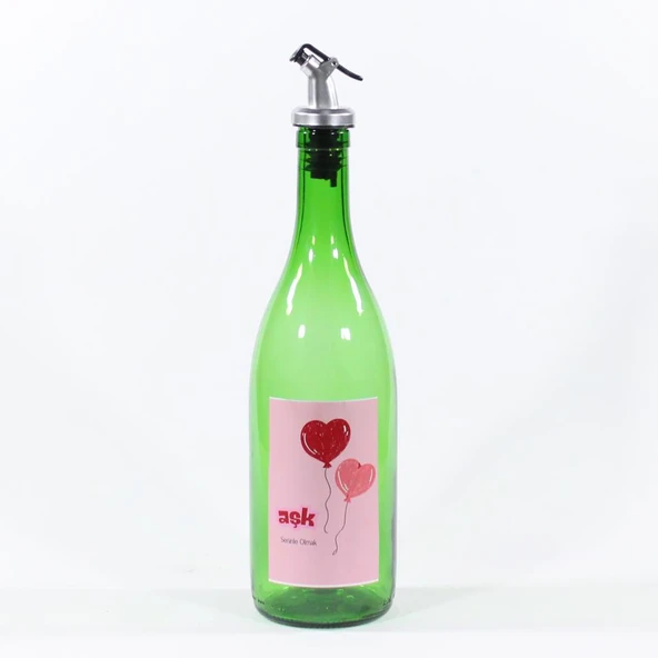 Sevgililer Günü Konseptli Sosluk Yeşil 750 ml (Akıtıcılı) Kalp Balonlar