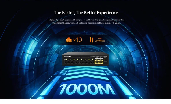 TENDA SG110PC 10PORT GIGABIT 10/100/1000 POE+ SWITCH