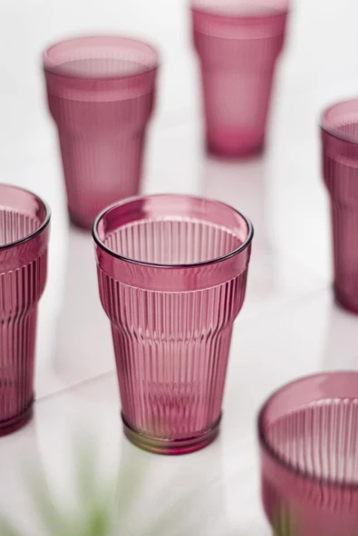 Akrilik Mürdüm 6'lı Uzun Bardak & Su Meşrubat Bardağı 400 ml ( Cam Değildir ) - 2